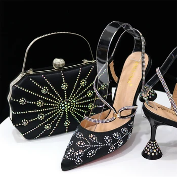 Покажете красивите комплекти за италиански обувки и чанти за вечерни партита с камъни, италиански кожени чанти съчетани с торби!! HAQ1-9