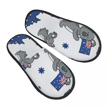 Карта Австралия с участието на хартата и коали в помещението, топли чехли, домашни плюшени чехли, домашни меки пухкави чехли