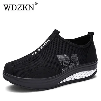 WDZKN/ Дамски Обувки На равна платформа, Дишаща Ежедневни Обувки без шнур от въздушна мрежа, Дамски Маратонки, Летни Дамски Обувки Sapatos Femininos