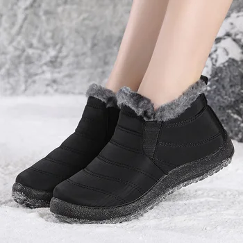 Дамски обувки, зимни обувки, без закопчалка, тенденция 2023, Зимни обувки за жени, ботильоны, къси непромокаеми зимни обувки на меху, ботильоны Ephesus Feminina