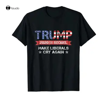 Тръмп 2020, продължаване, Предизвиква либерали отново да плаче, реколта тениска, черен памучен тениска, черна тениска за мъже