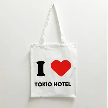 Холщовая чанта Tokio Hotel, пазарска чанта, в Бъдеще Еко-чанта, чанта през рамо, чанта за количка, чанта с голям капацитет за жени