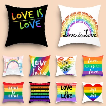 Калъфка за възглавница с принтом Love Rainbow, украса на мека мебел за дневна, полиестер възглавница 