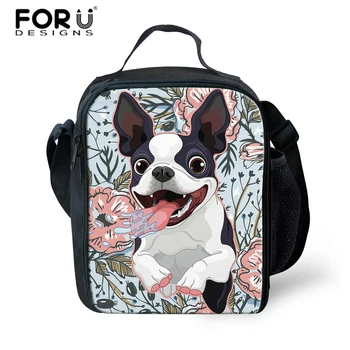 FORUDESIGNS/ Преносими чанти за обяд с изолация, нов дизайн, с флорални принтом Кучета, Обяд-бокс, чанта за съхранение на продукти за пикник, чанта за пикник