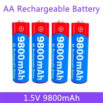 100% Оригинална батерия тип АА, акумулаторна 1,5 9800 mah, акумулаторна батерия тип АА за led играчки, камера, микрофон, на батерии
