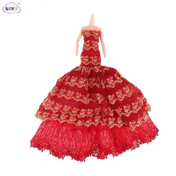 Модата на 30-сантиметровую кукольную дрехи Вечерна рокля Сватбена рокля с волочащейся пола, Рокля принцеса Аксесоари за декор куклена къща Детски дрехи
