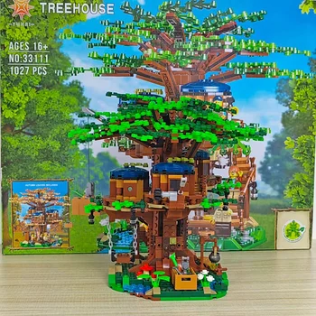 На разположение в два цвята 1013 Бр. Къща на Дърво Идеи MOC 33111 Модел Строителни Блокове Тухла Съвместим 21318 Играчки За Момчета, Подаръци За Деца