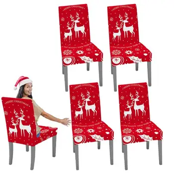 Калъф за стол 4шт Коледни Калъфи за столове Функция за защита декор на обедната стола Създайте Коледно настроение домашен интериор