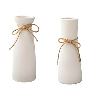 Бяла керамична ваза с Украса в минималистичен стил, с модерна декорация на дома, Порцеланова ваза Мат дизайн