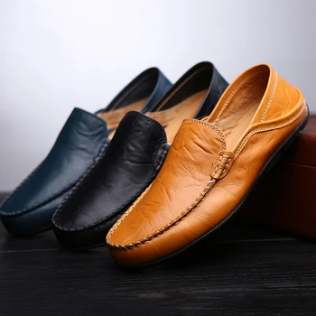 Оригинални мъжки спортни кожени обувки, дишащи и удобни обувки за управление на платформата, мека подметка, пролетна и есенна ежедневни обувки