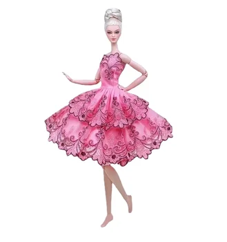 1/6 стоп-моушън дрехи, Розова вечерна рокля на цветчета за Барби, екипировки за куклена къща, аксесоари за куклата къща, Балетное рокля за деца и детски играчки 11.5