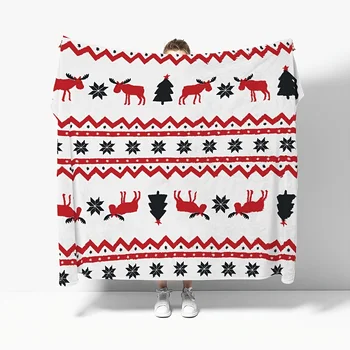 1БР Коледа одеяло под формата на елхи с участието на Лосове, фланелевое одеяло с коледен мотив, меко топло постилка за спане, одеало за диван, офис легло o