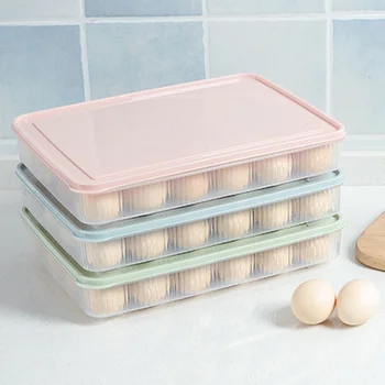 Пластмасов хладилник с мрежа 15/24, Кутия за съхранение на яйца с капак, Прахоустойчив Запечатана кутия за съхранение на продукти, Кухненски хладилник, Контейнер-органайзер