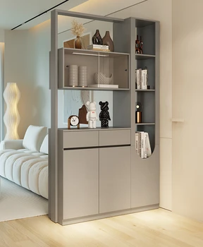 Лесен луксозен вход шкаф, обувки от масивно дърво, хол, двустранен вграждане, малък блок, многофункционален шкаф стая
