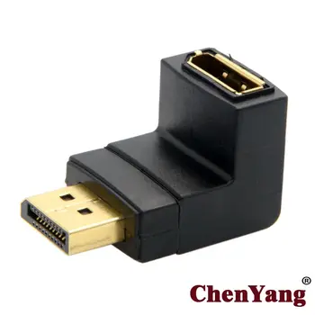 Chenyang Наклоненный под ъгъл 90 градуса адаптер-разклонител DisplayPort от мъжете за една жена