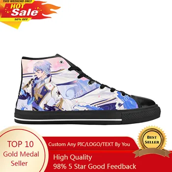 Аниме, Манга Анимационен филм Genshin Impact Камисато Аято Ежедневни Тъканта, обувки с висок берцем Удобни Дишащи Мъжки И дамски маратонки с 3D принтом