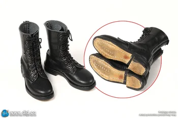 1/6 DID D80168 10-та Годишнина на Втората световна война Войници-парашутист Аксел Черни Дълги Кухи обувки, Подходящи за обувки 12 
