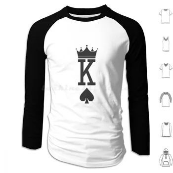 Hoody King Of Spades с качулка от памук с дълъг ръкав King Of Spades King Poker Hearts Royal Playing Couple Matching Casino
