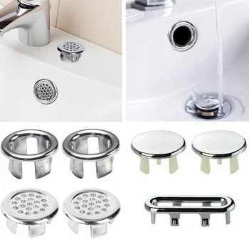 Пластмасов переливное пръстен за мивка за кухня, баня, подходящ за всички видове мивки, Двойно переливное пръстен със сребърно покритие.