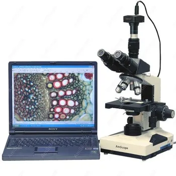 Ветеринарен микроскоп за лабораторни клиника-AmScope Доставя тринокулярный микроскоп за лабораторни клиника 40X-1600X с 9-мегапикселова камера