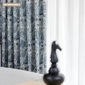 Завеси Нови модерни минималистичные завеси от полиэстеровой памучен плат с принтом за всекидневната и спалнята, чаршафи за легла с балдахин