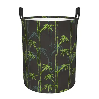 Сгъваема количка за мръсно бельо, кошница за съхранение на листа бамбуково растение, Органайзер за дома за деца
