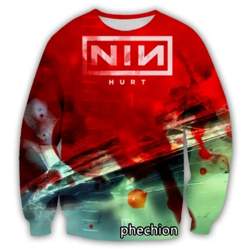 phechion Нова Мода Мъже / Жени NIN Nine Inch Nails Band 3D Принт Ежедневни Hoody Градинска Облекло Мъжете Свободна Спортна Hoody G36
