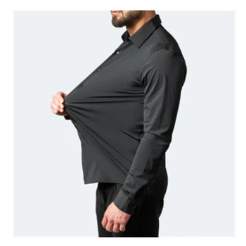 Мъжка риза Оборудвана случайни топ с дълъг ръкав, мъжки бизнес риза на Корейския производство на мъжко облекло C0001