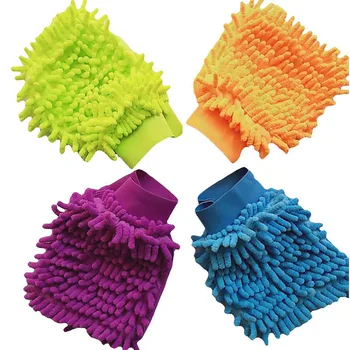 1БР Шенилна Коралов Кадифе Едностранно Ръкавици за миене на коли Почистващи ръкавици Почистващи кърпи Разнообразни цветни почистващи препарати