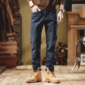CUMUKKIYP 2023 Нова модна марка мъжки дънки Есенни монтиране на ежедневните дънкови панталони с прав штанинами