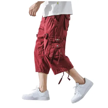 Къси панталони-карго, мъжки стръмни камуфляжные летни памучни ежедневни мъжки къси панталони, марка дрехи, Удобни камуфляжные мъжки къси панталони-cargo