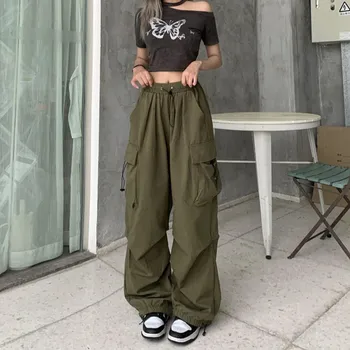 Дамски панталони-карго на съвсем малък Y2k Harajuku, свободни Широки панталони, градинска облекло за джогинг, дамски панталони в стил хип-хоп, обикновена панталони оверсайз