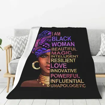 Черна Момиче е афро-американец Magic Art2 Топло Одеяло Леко Меко Плюшевое Юрган за Спалня Разтегателен Къмпинг
