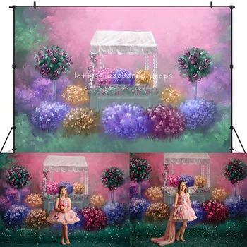 Пролетната градина, фонове с цветя кошница, подпори за детска фотография, декори за фотосесии за деца и възрастни, Розови цветя, горски произход
