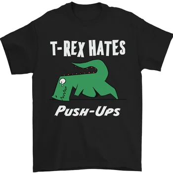 Тениска от 100% памук със забавни динозаври от фитнес T-Rex Hates Push Ups