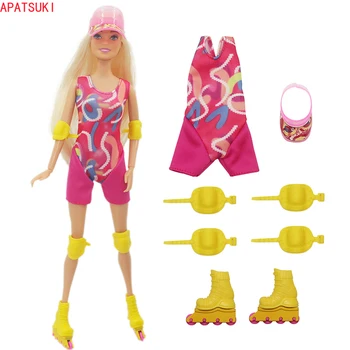 Модерен комплект дрехи за каране на кънки за кукли Барби, гащеризон, Обувки, аксесоари за каране на кънки за кукли Барби, аксесоари 1/6 за детски играчки