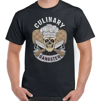 Тениска готвач Culinary Гангстер Мъжки Funny Cook BBQ Masterchef Baker с черепа