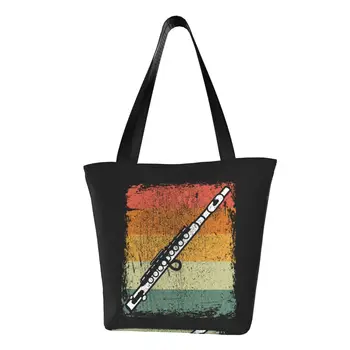Ретро флейта player, музикална флейта, идея за подарък, чанти, преносими пазарска чанта с голям капацитет