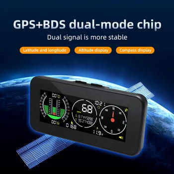 HD M60 GPS за измерване на Скоростта на оф-роуд Аксесоари Авто Централен дисплей Аларма за превишаване на скоростта Цифров измерител на наклона Компас Инклинометр