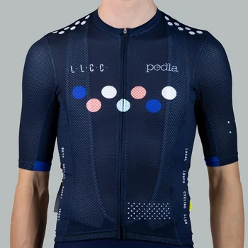 Джърси Team Pedla Climba с къс ръкав 2023 Лятна най-Новата велосипедна облекло Костюм Мъжки Дишащ Cycle Cycles Air Mesh Синя риза