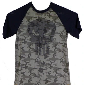 Лого Punisher На камуфлаж S/S Raglan Луксозна мъжка тениска от 100% памук с високо качество