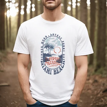 Модерна мъжка тениска със забавна принтом за плажни пътуване с къси ръкави, тенденция тениска с принтом на 90-те години, мъжки ежедневни тениска за пътуване.