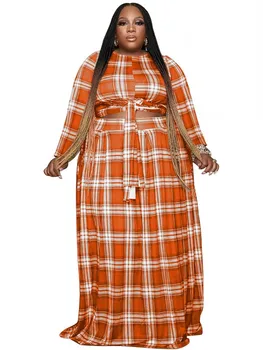 Женски африкански рокли, комплект от две части, есента на нов съкратен топ Дашики и дълги поли с висока талия, костюми за партита, подходящи комплекти за дами
