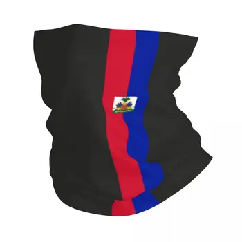 Шарена кърпа на ивици с флага Хаити, зима топло за врата, мъжки Ветрозащитная превръзка на лицето, шал за разходки, Гаитянская патриотическая гетра, превръзка на главата