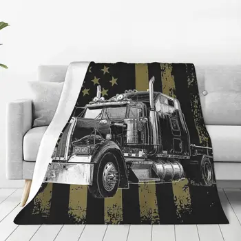 Шофьор на камион Американски флаг Голяма сондажни монтирам Полу-Одеало за камион Постилка за легло Дебели, Пухкави, Меки одеяла Разтегателен диван