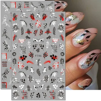 3D Стикери за нокти с цветни пеперуди, Геометрични Фигури, Азбуки, стикери за нокти, букви под формата на цветни листа, Стикери за нокти-арт, Аксесоари за нокти