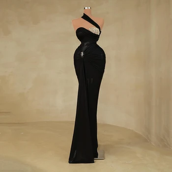 Коварен Секси вечерна рокля Русалка 2023 г., Черна, расшитое мъниста, Мароко, Кадифени рокли за абитуриентски бал, Саудитска Арабия, Вечерни рокли по поръчка
