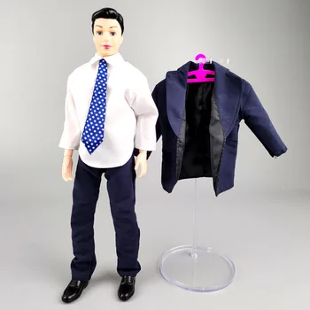 Тъмно синьо бизнес костюм, комплект дрехи за кукли Ken Момче, екипировки за вратовръзка, булчински облекла за момчета, Барби, кукли-мъжки Ken 1/6