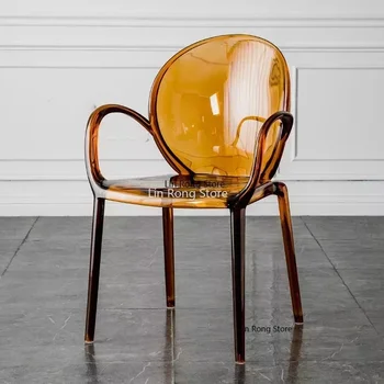 Скандинавски стол за почивка Прозрачни трапезни столове за обзавеждане на спални Акрилен стол с облегалка Хотелски Кристална маса за хранене, стол U