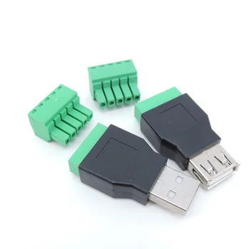 USB 2.0 Тип A мъжки / женски на 5-номера за контакт винтовому конектора USB конектор със защитен екран USB2.0 до винтовому клеммному конектора H2
